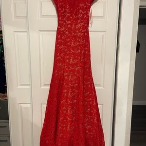 Elegant Red Lace Gown